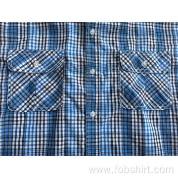 Two Chest Pocket Shirt Bule Color Plaid